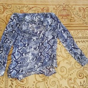 Blue Snakeskin Sheer Button Up